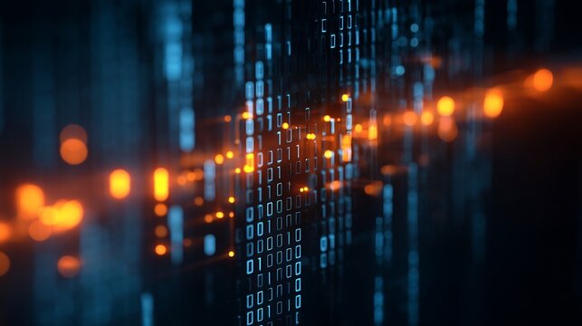 Digital Code Binary Stream Abstract Background.