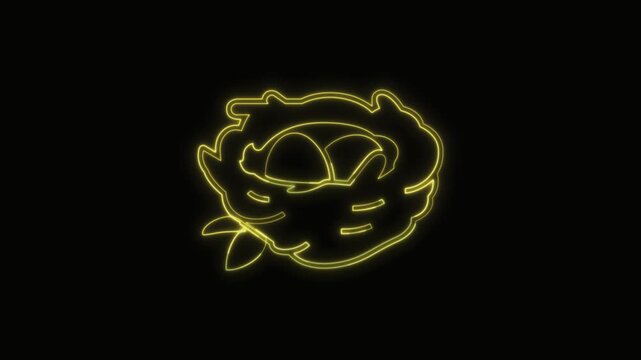  Nest with Eggs Icon Neon Seamless Loop 4K with Black Background Animated Promotional Typography for Video Editing