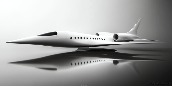 Futuristic White Private Jet Aircraft Sleek Modern Design in Studio Setting