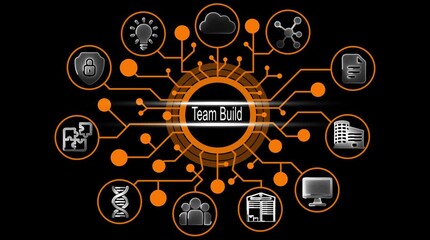 Team Build concept network connections digital icons innovation collaboration technology security data cloud science business growth - Powered by Adobe