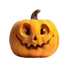 Pumpkin carved face, white isolated background