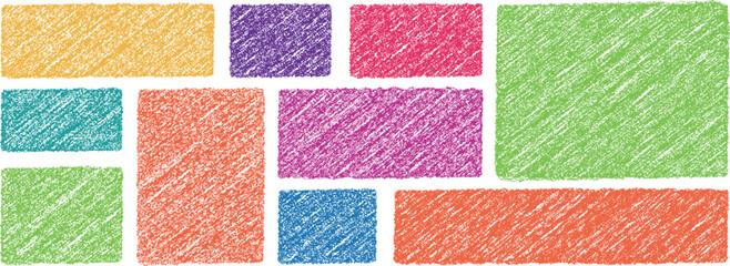 Fototapeta premium Chalk pencil frames doodle set. doodle hand drawn rectangle frames set. grunge border frame collection, .Crayon kids color borders in sketch style, rectangular and square shapes, grunge texture. 