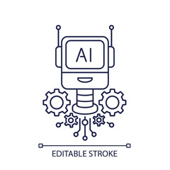 Fototapeta premium Vector illustration of artificial intelligence robot head with gears and circuits