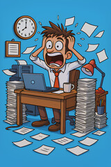 직장 스트레스(Office Stress), 화난 직장인(Angry Office Worker),번아웃(Burnout),사무실 혼돈(Office Chaos), 데드라인 압박(Deadline Pressure)