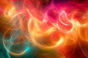 Obraz premium Abstract Colorful Light Swirls with Vibrant Red Pink Orange Blue Hues in Dynamic Artistic Pattern