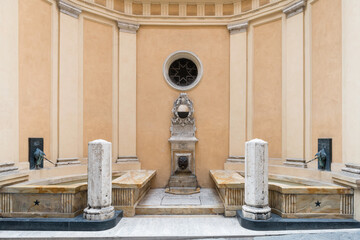 Obraz premium La Fontana di Pantaneto, now known as the Fontana del Leocorno is a public monumental fountain located on Via Pantaneto in Siena, region of Tuscany, Italy