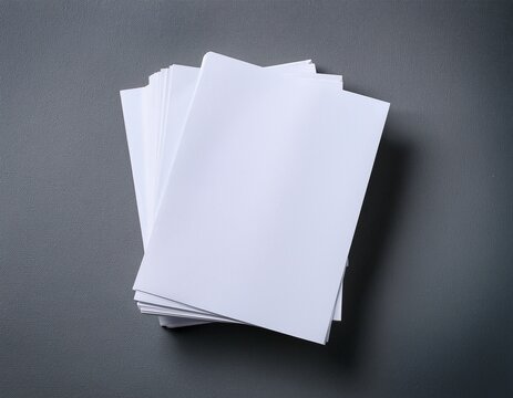 blank white stack of paper mockup on gray background