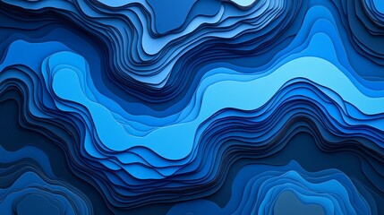 Abstract Blue Wavy Pattern with Layered Curves in Modern Digital Style
