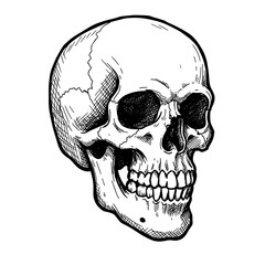 Skull in monochrome style vector illustration on transparent background  