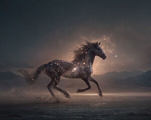 A majestic horse with a constellation of stars