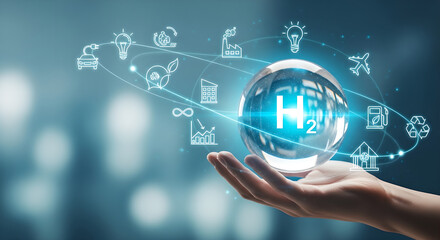 Hydrogen Energy Clean Fuel Green Technology Sphere Hand Copy Space