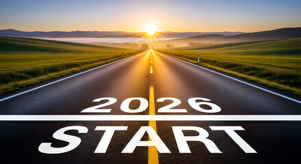 2026 Start Road Journey Future Sunrise Golden Light
