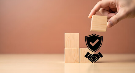 Security Insurance Partnership Handshake Building Blocks Copy Space