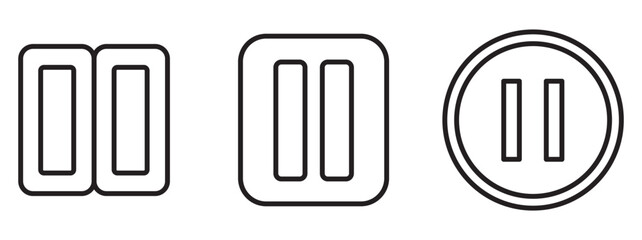 Pause Icon Set – Outline and Minimal Media Control Symbols for Audio, Video, and Interface Design