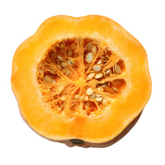 Pumpkin slice cross-section, white isolated background