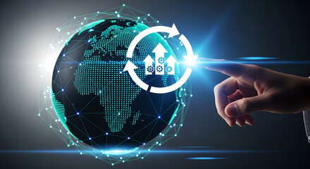 Global Business Process Automation Digital Network Hand Interacting Copy Space