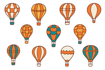 Bright multi-colored balloons in doodle style on a white background.