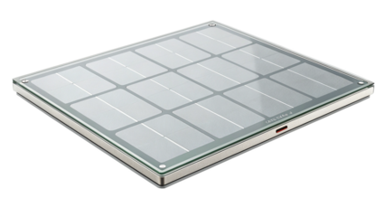 Square glass panel with a grid of tiny pins or lights, isolated on transparent background