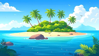 Obraz premium Tropical island landscape illustration