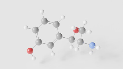 metaraminol molecule 3d, molecular structure, ball and stick model, structural chemical formula vasopressor agent