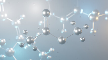 methyl acetate molecular structure, 3d model molecule, carboxylate ester structural chemical formula view from a microscope
