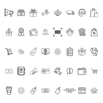 Shopping Icon Set | E-commerce, Retail, Cart, Bag, Store, Payment, Delivery, Online Shop Vector Icons