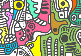 abstract, and vibrant seamless doodle background or pattern.