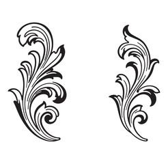 Fototapeta premium Two elegant vector black and white flourish elements for decorative designs and patterns