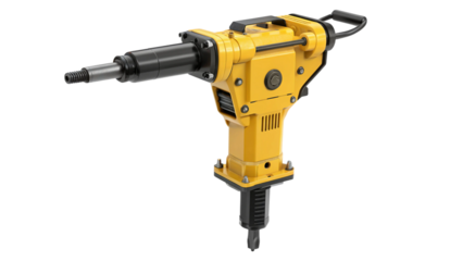 Yellow jackhammer tool isolated on transparent background