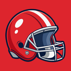 Fototapeta premium Red American Football helmet. Side view