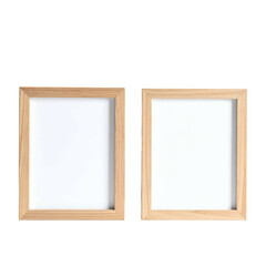 Two identical square wooden frames with white interiors sit side-by-side against a black background
