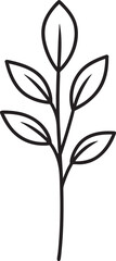Delicate Plant with Leaves Silhouette Black Vector Illustration