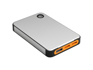 External hard drive, isolated on transparent background