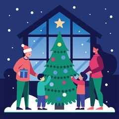 santa claus and christmas tree