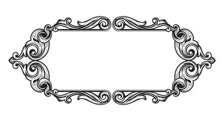 Fototapeta premium Ornate vintage border frame with floral swirls in baroque style