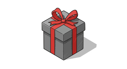 Obraz premium Gift box with red ribbon in hand drawn 3d style