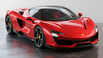 Obraz premium A red sport car parking on white background.