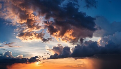 Fototapeta premium Dramatic Storm Sunset Clouds Skies Heaven Cloudscape Background