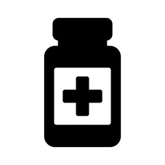 Fototapeta premium Medicine Bottle Icon with Cross Symbol.