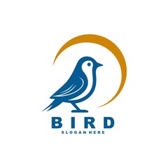 simple bird icon with circle logo design vector template