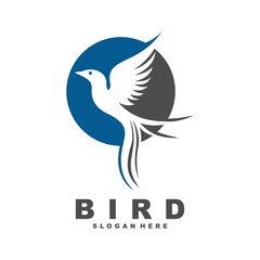 bird with abstract circle logo design vector template