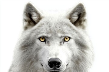 Obraz premium Isolated imagery highlighting the intense stare of a white wolf.