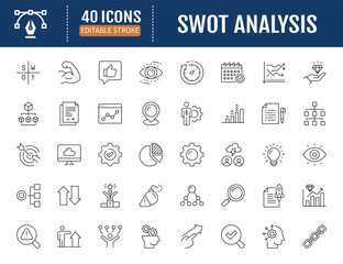 Swot analysis icon set. Vector Illustration withEditable Strokes