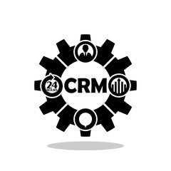 CRM icons, customer relationship management with shadow