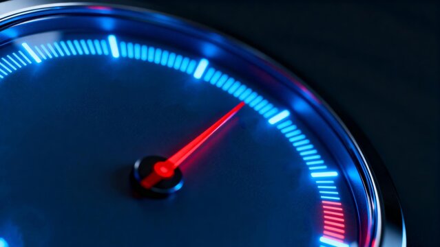 Speedometer needle in red zone