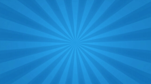 Blue radial burst background with sun rays pattern, abstract bright comic style backdrop for design or banner
