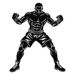 Naklejka premium Generative Design Aggressive Boxer Stance Fighter Silhouette Icon
