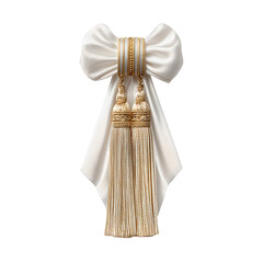 Ribbon tassel decoration, white isolated background
