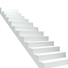 A stark, white set of stairs against a black backdrop, ascending diagonally