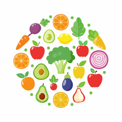 Obraz premium Colorful Healthy Fruits and Vegetables.